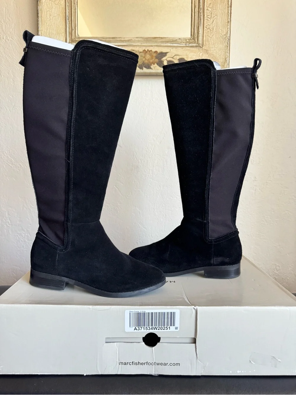 Marc Fisher Black Over-the-Knee Suede & Stretch Boots